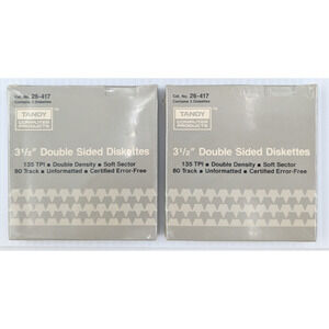 Tandy 26-417 Blank 3 1/2" Double Sided Diskettes 2 Packs 6 Diskettes Total